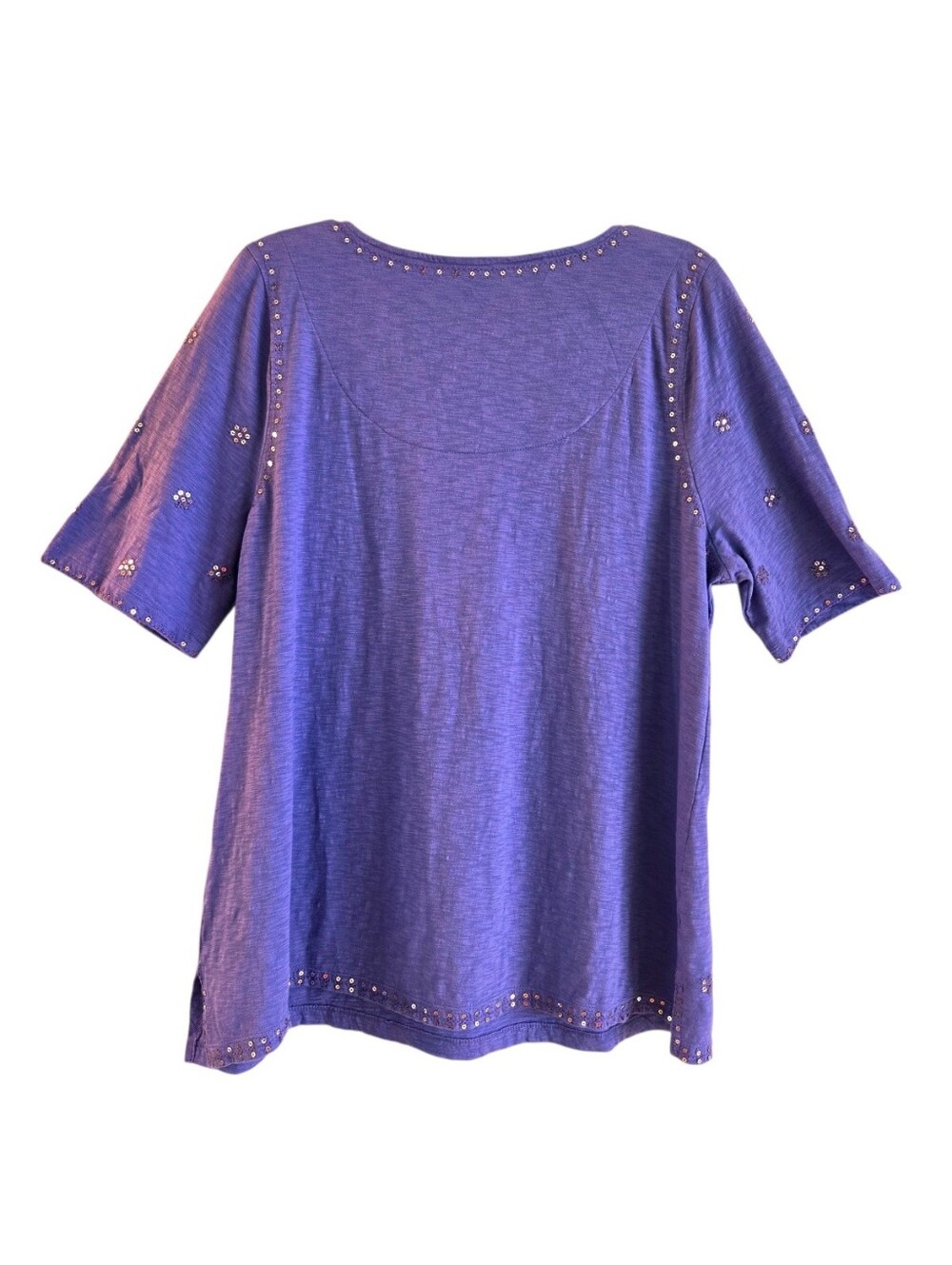 Soft Surroundings Sequin Tunic Top 1X Purple Split V-Neck - Picture 8 of 12